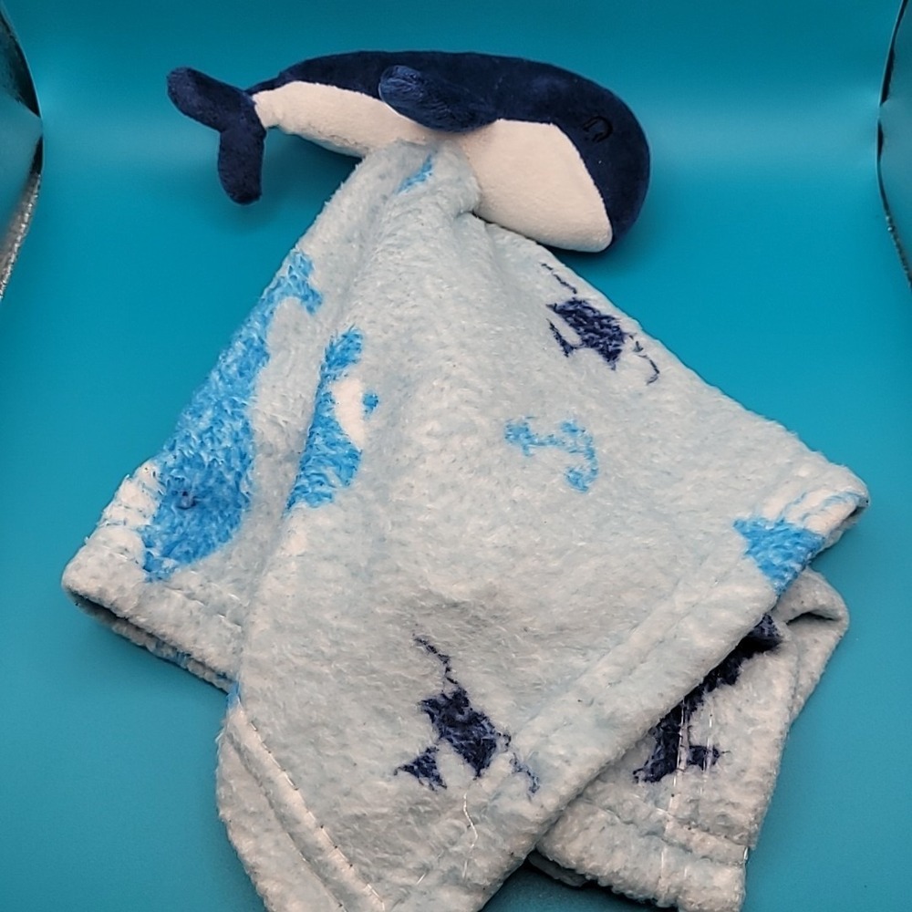 Manhattan Kids Whale Plush Lovey Infant Security Blanket Boy Blue